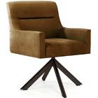 Poltrona Angel Base Giratória Eiffel Chocolate Veludo Camel