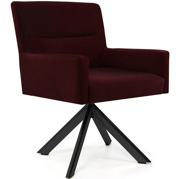 Poltrona Angel Base Giratória Eiffel Preto Suede Bordô