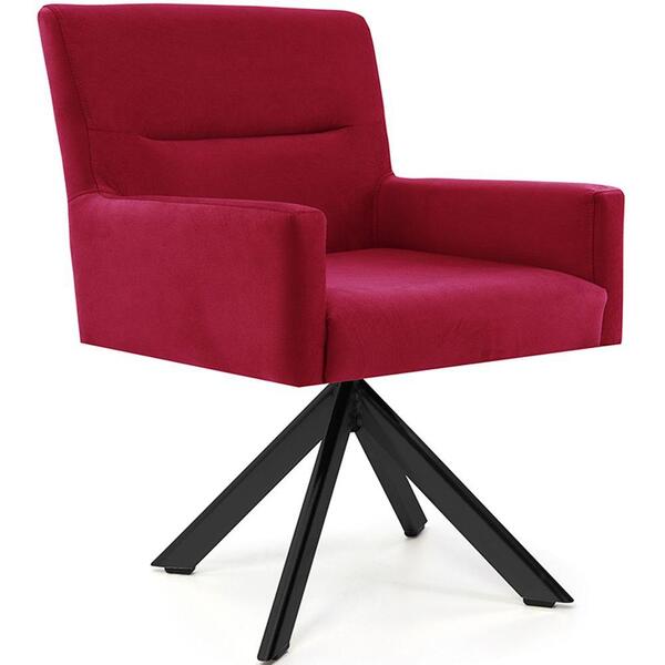 Poltrona Angel Base Giratória Eiffel Preto Suede Vermelho