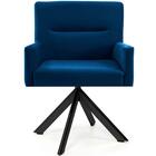 Poltrona Angel Base Giratória Eiffel Preto Veludo Azul