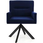 Poltrona Angel Base Giratória Eiffel Preto Veludo Azul Royal