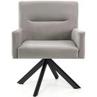 Poltrona Angel Base Giratória Eiffel Preto Veludo Bege