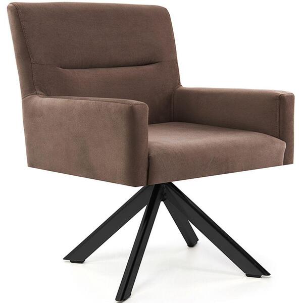 Poltrona Angel Base Giratória Eiffel Preto Veludo Marrom