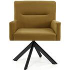 Poltrona Angel Base Giratória Eiffel Preto Veludo Mostarda