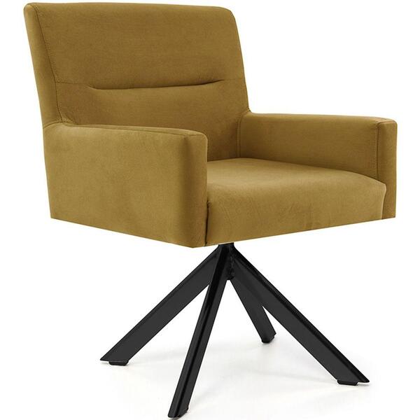 Poltrona Angel Base Giratória Eiffel Preto Veludo Mostarda