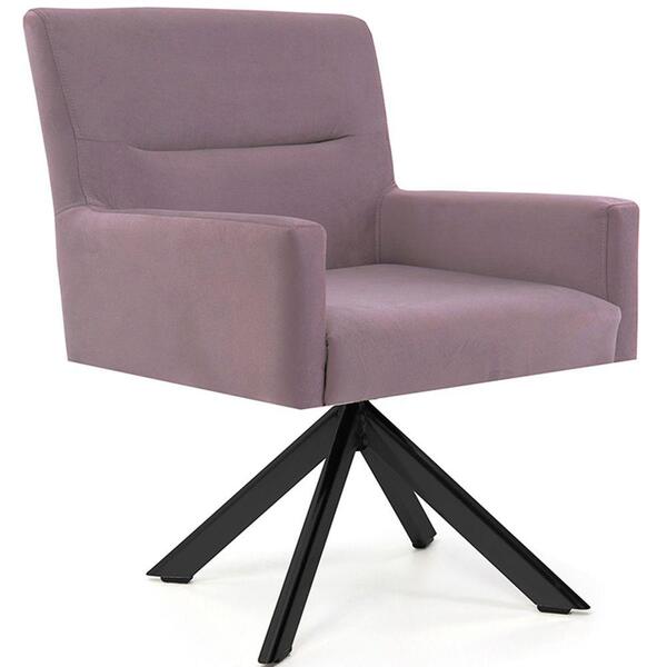 Poltrona Angel Base Giratória Eiffel Preto Veludo Rose