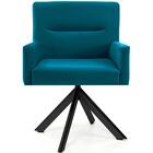 Poltrona Angel Base Giratória Eiffel Preto Veludo Turquesa
