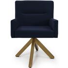 Poltrona Angel Base Giratória Giromad Suede Azul Marinho