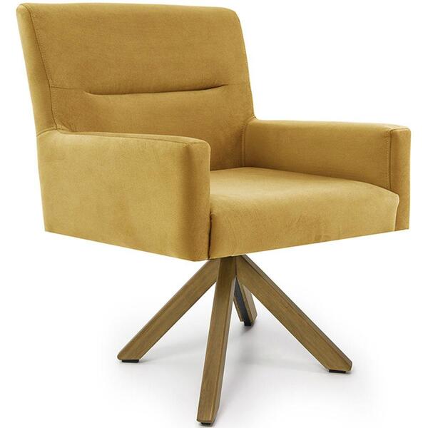 Poltrona Angel Base Giratória Giromad Veludo Amarelo