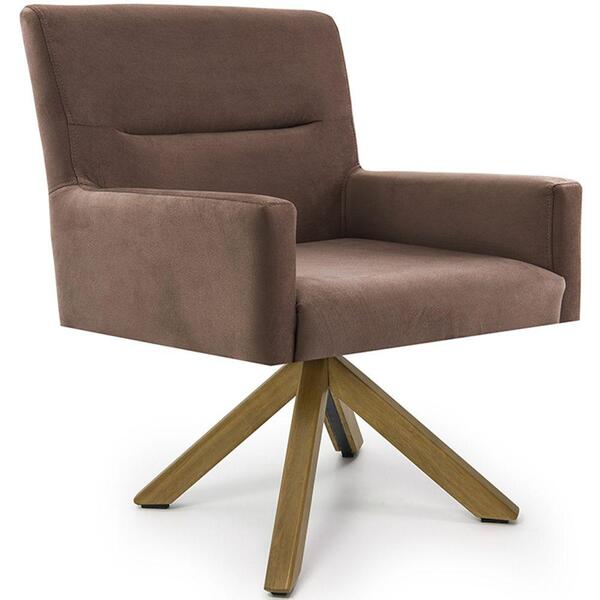 Poltrona Angel Base Giratória Giromad Veludo Marrom Acobreado