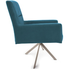 Poltrona Angel Giratória Eiffel Champagne Veludo Turquesa