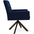 Poltrona Angel Giratória Eiffel Chocolate Veludo Azul Royal