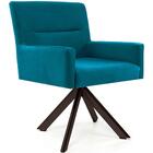 Poltrona Angel Giratória Eiffel Chocolate Veludo Turquesa