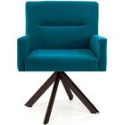 Poltrona Angel Giratória Eiffel Chocolate Veludo Turquesa