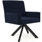 Poltrona Angel Giratória Eiffel Preto Suede Azul Marinho