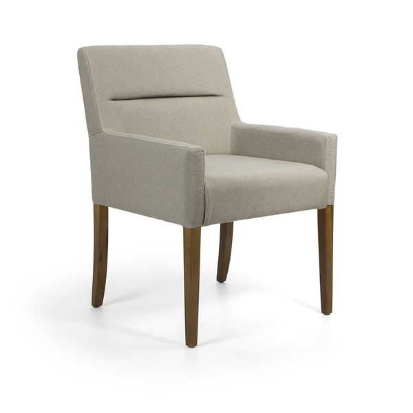 Poltrona Angel Linho Algodão Ecológico Bege C-101 Base De Mad