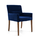 Poltrona Angel Veludo Azul B-170 Base De Madeira - D'rossi
