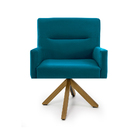 Poltrona Angel Veludo Azul Turquesa B-66 Base Giratória De Ma