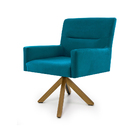 Poltrona Angel Veludo Azul Turquesa B-66 Base Giratória De Ma