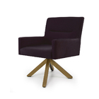 Poltrona Angel Veludo Roxo Grape B-292 Base Giratória Madeira