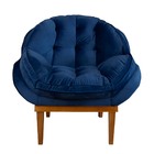 Poltrona Anitta Amamentação Para Quarto De Bebê Veludo Azul M