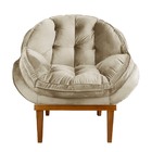 Poltrona Anitta Amamentação Para Quarto De Bebê Veludo Bege -