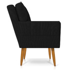 Poltrona Anitta Com Strass Linho Preto A79 Pés Palito Castanh