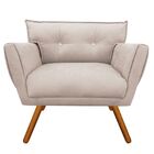 Poltrona Anitta Com Strass Suede Bege Pés Palito Castanho D03