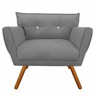 Poltrona Anitta Com Strass Suede Grafite Pés Palito Castanho