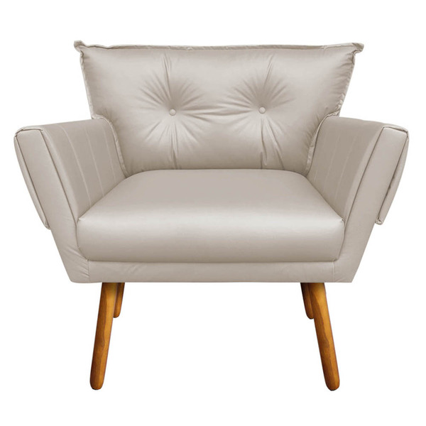 Poltrona Anitta Corino Bege Pés Palito Castanho D03 - D'rossi