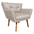 Poltrona Anitta Corino Bege Pés Palito Castanho D03 - D'rossi