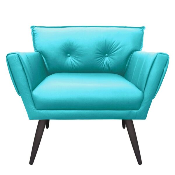 Poltrona Anitta Corino Pés Palito De Ferro D'rossi - Azul Tif