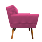 Poltrona Anitta Corino Pink Pés Palito Castanho - D'rossi