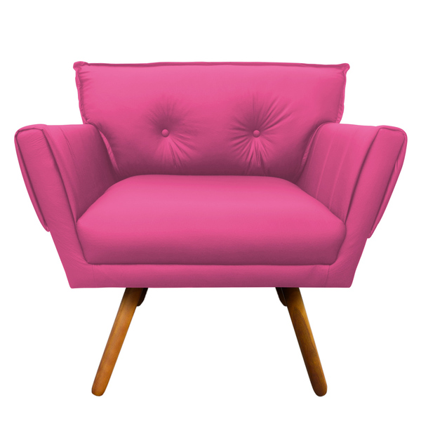 Poltrona Anitta Corino Pink Pés Palito Castanho - D'rossi