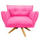 Poltrona Anitta Giratória Suede Rosa Barbie - D'rossi