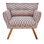 Poltrona Anitta Jacquard Geométrico Bege E Vermelho A33 Com S