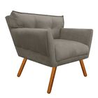 Poltrona Anitta Suede Marrom Rato Pés Palito Castanho D03 - D