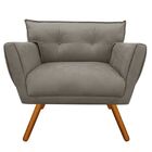 Poltrona Anitta Suede Marrom Rato Pés Palito Castanho D03 - D