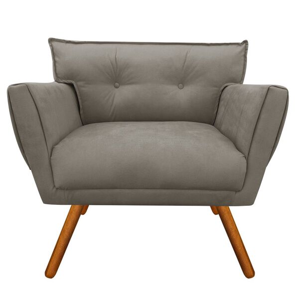 Poltrona Anitta Suede Marrom Rato Pés Palito Castanho D03 - D