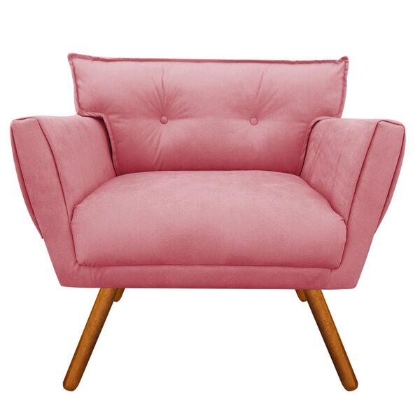 Poltrona Anitta Suede Pés Palito Castanho D03 - D'rossi - Rose