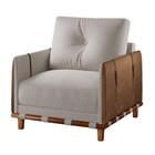 Poltrona Antares Veludo Bege Palha