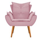 Poltrona Apolo Pés Palito Mel Suede Rosa Bebê - Amarena Móveis
