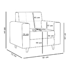 Poltrona Arezzo Linho Azul Pavão A115 Pés Chanfrado Castanho