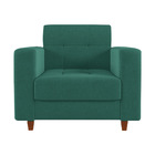 Poltrona Arezzo Linho Azul Pavão A115 Pés Chanfrado Castanho