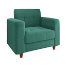 Poltrona Arezzo Linho Azul Pavão A115 Pés Chanfrado Castanho