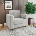 Poltrona Arezzo Linho Cinza A05 Pés Chanfrado Tabaco D01 - D'