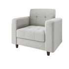 Poltrona Arezzo Linho Cinza A05 Pés Chanfrado Tabaco D01 - D'