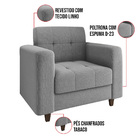 Poltrona Arezzo Linho Grafite Pés Chanfrado Tabaco D01 - D'ro