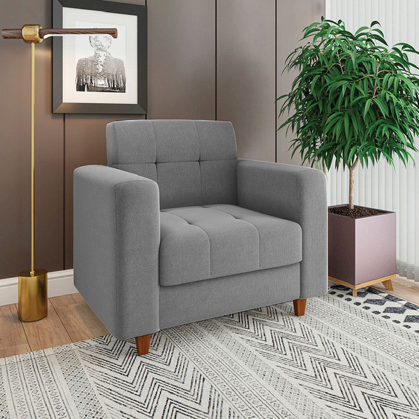 Poltrona Arezzo Linho Pés Chanfrado Castanho D01 - D'rossi -