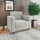 Poltrona Arezzo Linho Pés Chanfrado Castanho D01 - D'rossi -